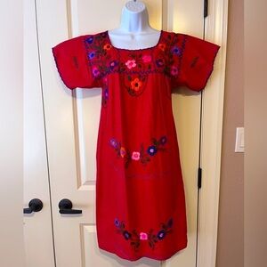 Vintage Hand Embroidered Peasant Dress size Small